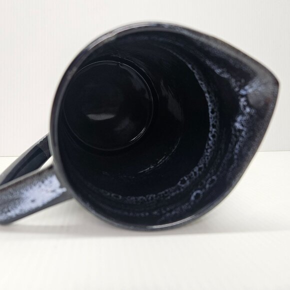 Lucky Brand Navy Blue Wash Glazed Ceramic Pitcher with Angled Rim - Picture 4 of 7